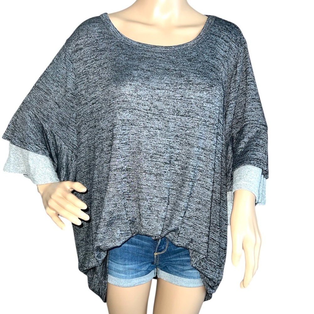 BLOOMCHIC | NWOT CHARCOAL RUFFLE SLEEVE KNIT TOP - Picture 9 of 9